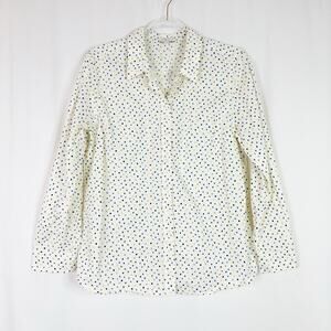 Talbots Petites | Cream Polka Dot Jewel Tone Button Front Shirt 100% Cotton LP